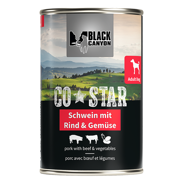 Black Canyon Dog CoStar Pork with Beef and Vegetables 410g (Porc, vita si legume)