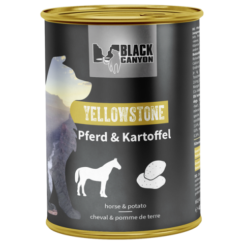 Pachet Black Canyon Dog Yellowstone Horse (cal) sac 1.5 Kg si conserva 410 gr