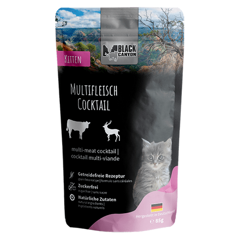 Hrana umeda pisici BLACK CANYON Kitten Pouchpack Multi Meat, 85 g
