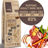 Hrana uscata caini PUFFINS Naturals Mini 2kg, pui miel ton, 30% proteine, 19% grasimi