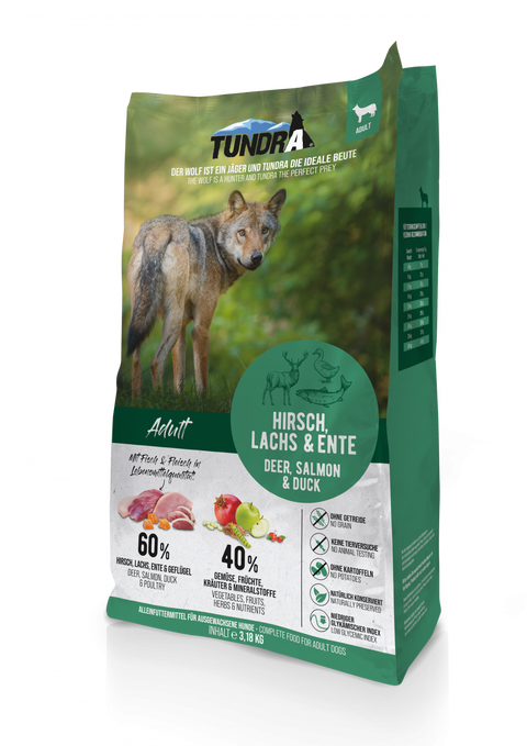 Hrana Uscata Caini TUNDRA 16152, carne caprioara, somon, rata, 29% proteine, 3.18kg image 0