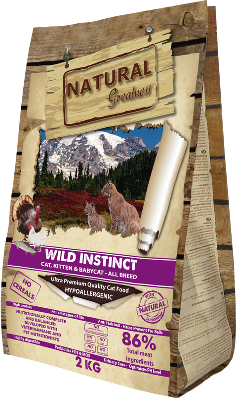 Hrana pisici Natural Greatness Wild Instinct, 2kg, hipoalergenica, 40% carne proaspata image 0