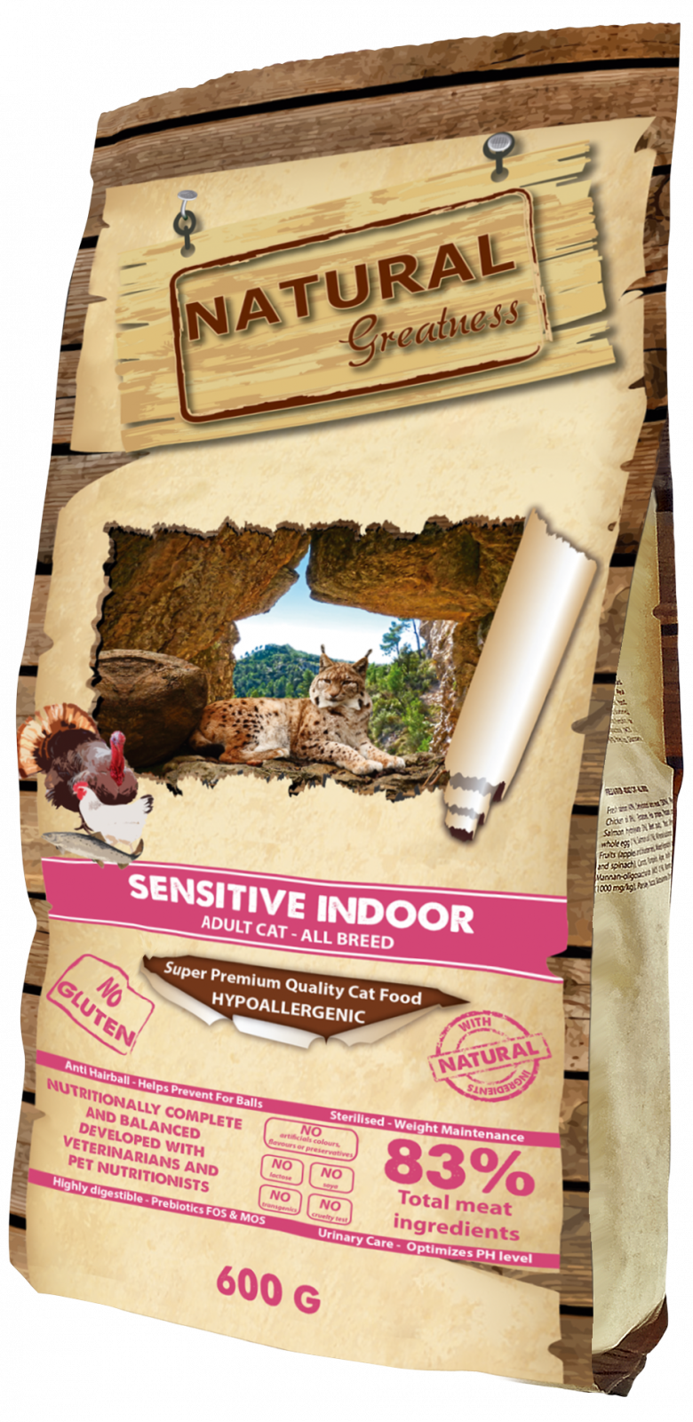 Hrana pisici Natural Greatness Cat Sensitive 600g, hipoalergenica, pui curcan, extract malt, taurina image 0