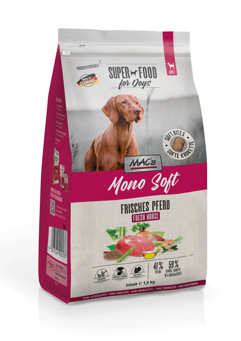 Hrana caini MAC's Mono Soft Fresh Horse 90255, carne cal 41%, proteine 22%, 1.5kg image 0