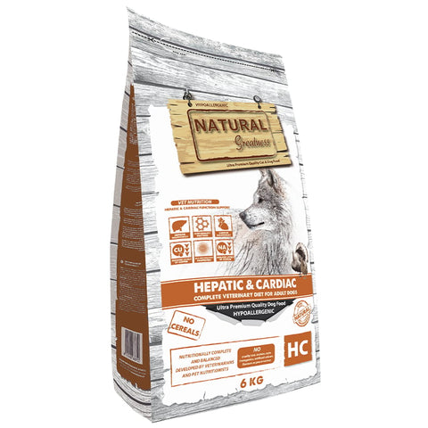Hrana caini hipoalergenica Natural Greatness Hepatic Cardiac, 6KG, 18% proteine, fara cereale image 0
