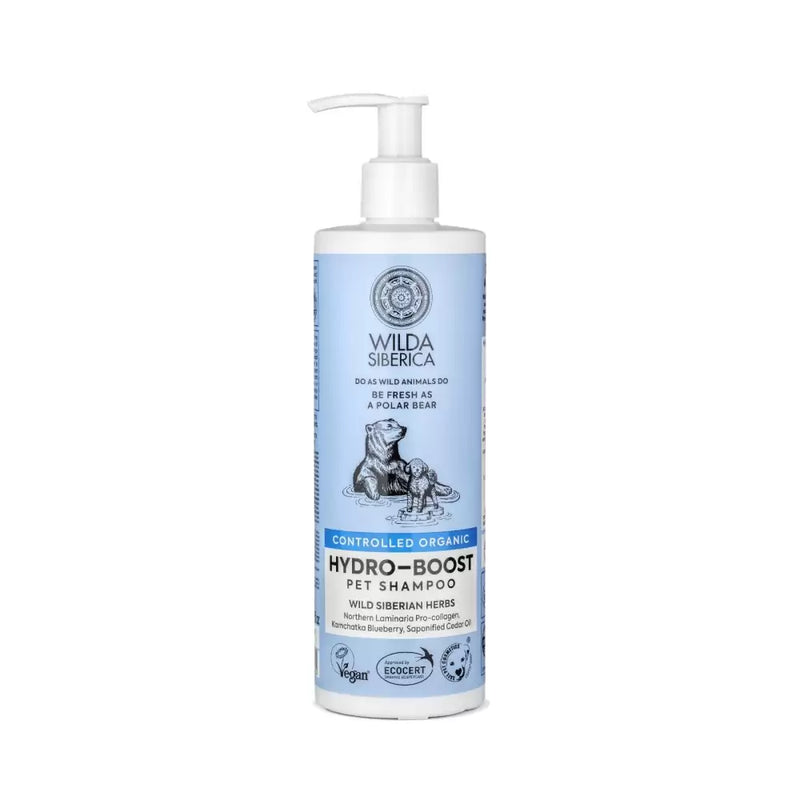 Sampon hidratant caini pisici Wilda Siberica 400ml, blana terna, ingrediente organice, alge Nordice image 0