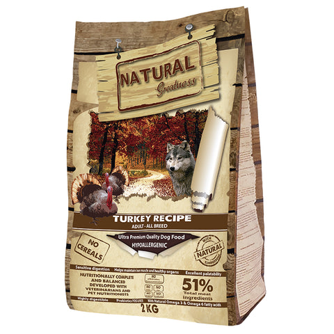 Hrana caini Natural Greatness, curcan, hipoalergenica, fara cereale, 28% proteine, 2kg image 0