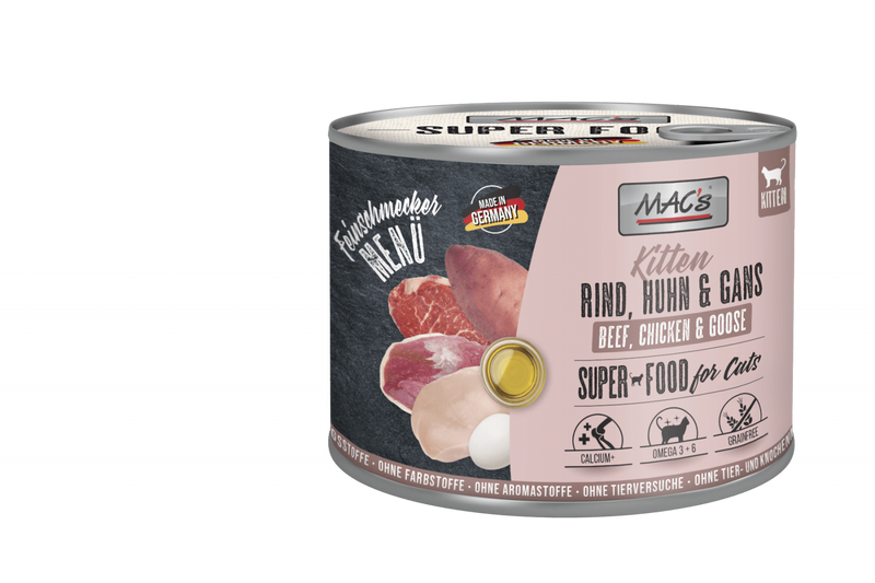 Hrana umeda pisici MAC's Cat Gourmet, vita, pui, gasca, taurina, 200g image 0