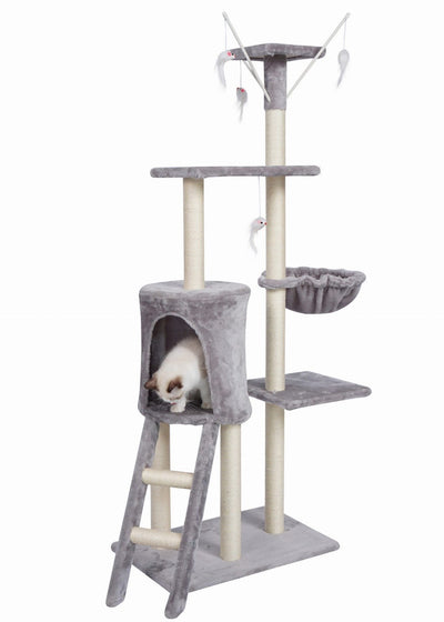 Ansamblu pisici Puria C511, spatiu de joaca, 138cm inaltime, 100cm lungime, design ergonomic, Bej