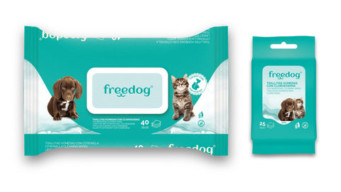 Servetele pisici Freedog Cleaning Chlorhexidine 25pcs umede, 18x20 cm