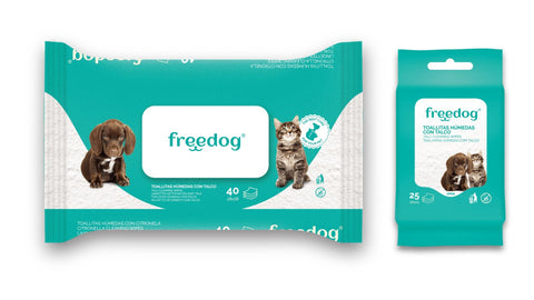Servetele pisici Freedog Cleaning Talc 25pcs umede, 18x20 cm