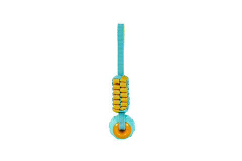 Jucarie caini Freedog Kinzo Teether YELLOW TURQUOISE, 28x6,5 cm