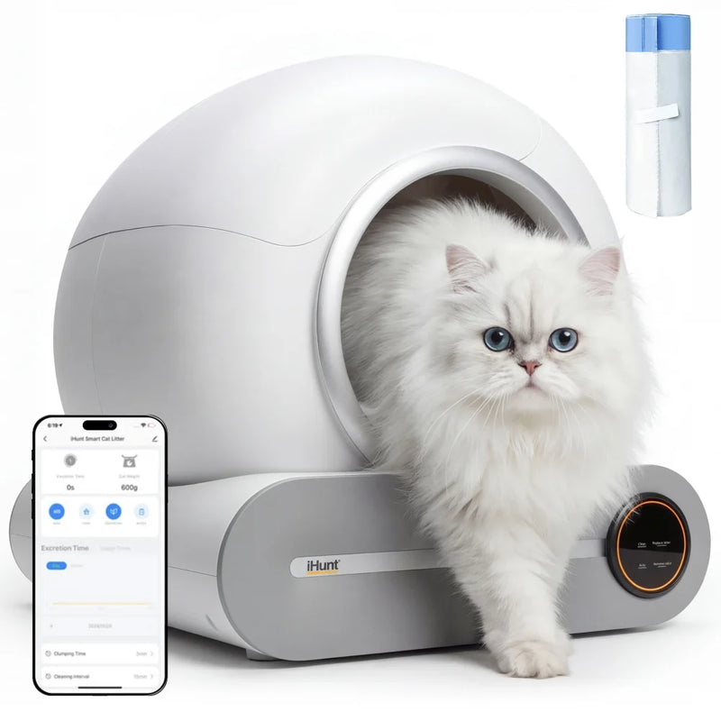 Litiera Automata Pentru Pisici Cu WiFi Si Aplicatie, Autocuratare, 65L, 9L Colectare, Sterilizare Ionica, Smart Cat Litter V1