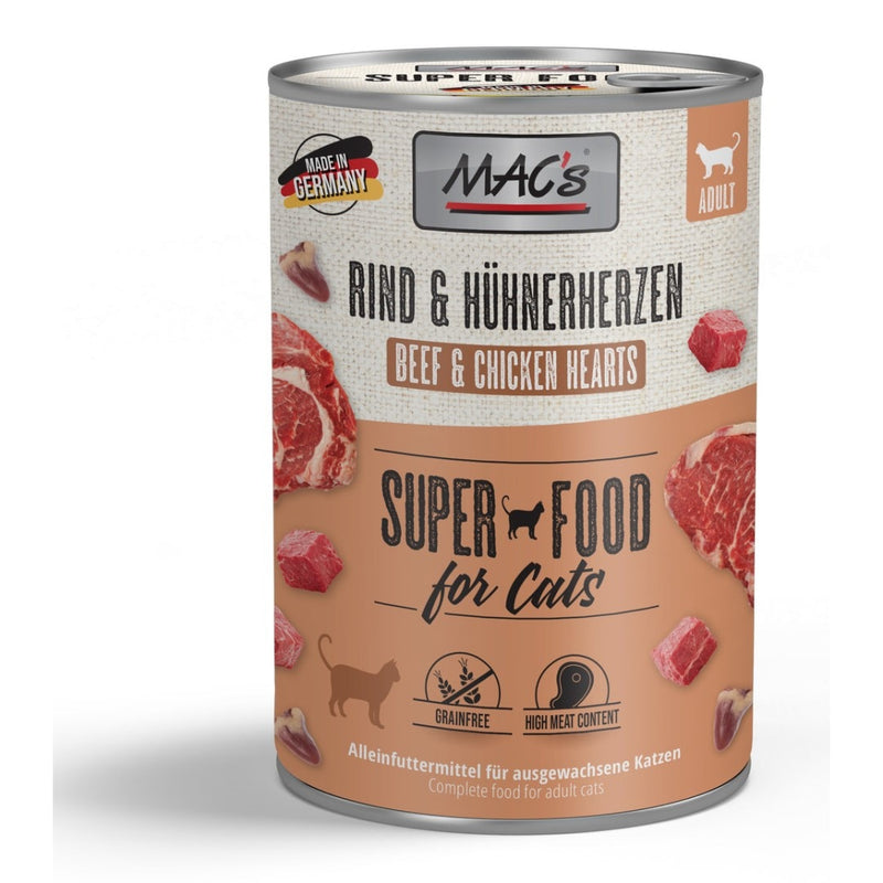 Macs cat Beef and Chicken hearts 400g