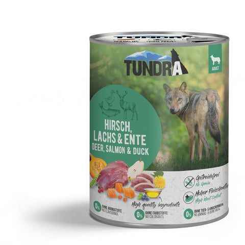 Hrana umeda caini TUNDRA Caprioara, somon si rata, 800 g